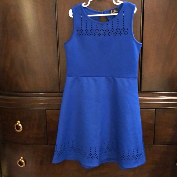 EUC Lilt Cobalt blue girls dress sz 12 eyelet holes on top and bottom - Picture 1 of 3